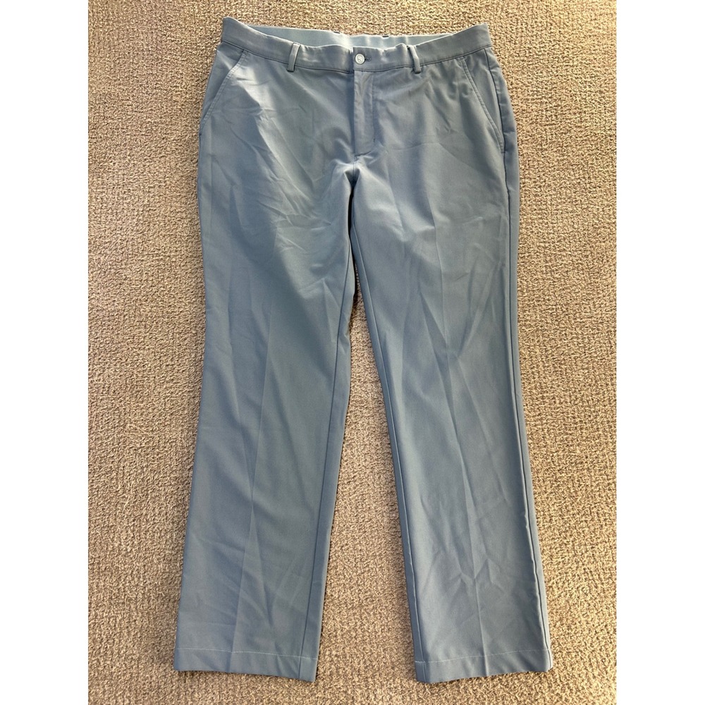 Greg Norman Shark Mens Golf Pants 35x32 Gray Blue Performance Stretch Flat Front